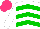 Silk - White green chevrons,sleeves, hot pink cap