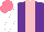 Silk - Purple, pink stripe ,white sleeves, salmon cap