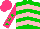 Silk - Green, light pink chevrons,green stars sleeves, hot pink cap