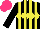 Silk - Black, yellow stripes ,yellow diamond hoop, hot pink cap