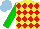 Silk - Yellow, red diamonds,green sleeves, light blue cap