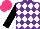 Silk - Purple, white diamonds,black sleeves, hot pink cap