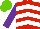 Silk - Red, white zigzag chevrons, purple sleeves, light green cap