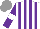 Silk - White, purple stripes, purple sleeves, white armlets, grey cap