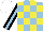 Silk - Light blue, yellow check,black sleeves, light blue stripe, white cap