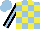 Silk - Light blue, yellow check,black sleeves, light blue stripe, light blue cap