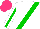 Silk - White, green sash, white sleeves, green stripe, hot pink cap