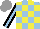 Silk - Light blue, yellow check,black sleeves, light blue stripe, grey cap