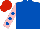 Silk - Royal blue, pink sleeves, royal blue spots, red cap