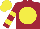 Silk - Maroon, yellow disc, yellow bars on sleeves, yellow cap