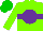 Silk - Neon green, purple ball, purple hoop on green cap