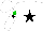 Silk - White, black star, green diamond on sleeves, green and black star on white cap