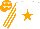 Silk - White,orange star,striped sleeves,orange cap with white stars