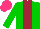 Silk - Green,maroon stripe, hot pink cap