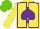 Silk - Yellow, purple spade, seams, light green cap