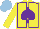 Silk - Yellow, purple spade, seams, light blue cap