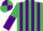 Silk - Emerald Green and Purple stripes, halved sleeves, quartered cap