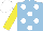 Silk - Light blue,white spots,yellow sleeves, white cap