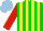 Silk - Green, yellow stripes, red sleeves, light blue cap