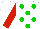 Silk - White,green spots,red sleeves, white cap