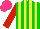 Silk - Green, yellow stripes, red sleeves, hot pink cap