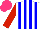 Silk - White, blue stripes, red sleeves, hot pink cap