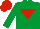 Silk - Emerald Green, Red inverted triangle, Red cap