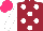 Silk - Maroon,white spots, sleeves, hot pink cap