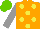 Silk - Orange,yellow spots,grey sleeves, light green cap