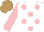 Silk - White, pink spots, sleeves, light brown cap