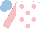 Silk - White, pink spots, sleeves, light blue cap