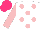 Silk - White, pink spots, sleeves, hot pink cap