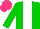 Silk - Green,white stripe, hot pink cap