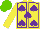 Silk - Yellow, purple spades, seams, light green cap