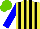 Silk - Yellow, black stripes, blue sleeves, light green cap