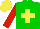 Silk - Green,yellow cross ,red sleeves, yellow cap