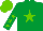 Silk - Emerald green, light green star, emerald green sleeves, light green stars and cap