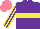 Silk - Purple,yellow hoop,stripes sleeves, salmon cap