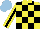 Silk - Yellow, black checks, yellow sleeves, black stripe, yellow collar, light blue cap