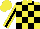 Silk - Yellow, black checks, yellow sleeves, black stripe, yellow collar, yellow cap