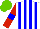 Silk - White, blue stripes, red sleeves , blue armlets, light green cap