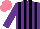 Silk - Purple, black stripes, white sleeves ,purple arm hoop, salmon cap