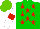Silk - Green, red stars, white sleeves ,red , white, red, armlets, light green cap
