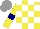 Silk - Yellow, white check, yellow sleeves, navy armlets, grey cap