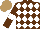 Silk - Brown, white diamonds, brown sleeves, white armlets, light brown cap