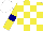 Silk - Yellow, white check, yellow sleeves, navy armlets, white cap
