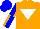 Silk - Orange, white inverted triangle, orange sleeves, blue stripe sleeves, quarters cap