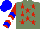 Silk - Sea green, red stars, sleeves red, blue chevrons (two), white chevron (single), blue cap