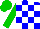 Silk - Blue,white check,green sleeves,cap