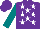 Silk - Purple, white stars, teal sleeves, white cap, purple circle cap